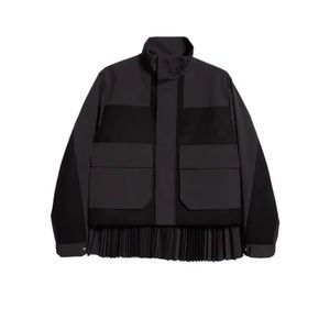Sacai women’s pleated black blouson jacket